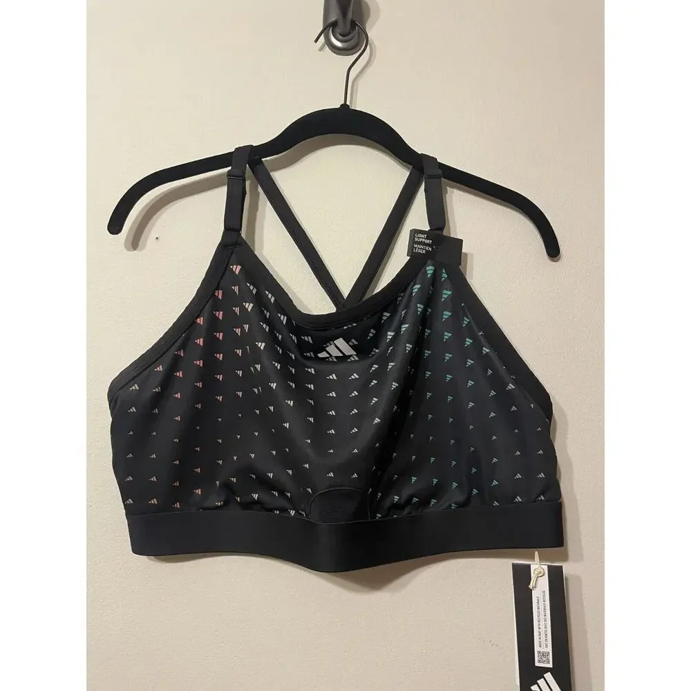 Adidas Womens Sports Training Bra Black Size 2X Aero React Light Support